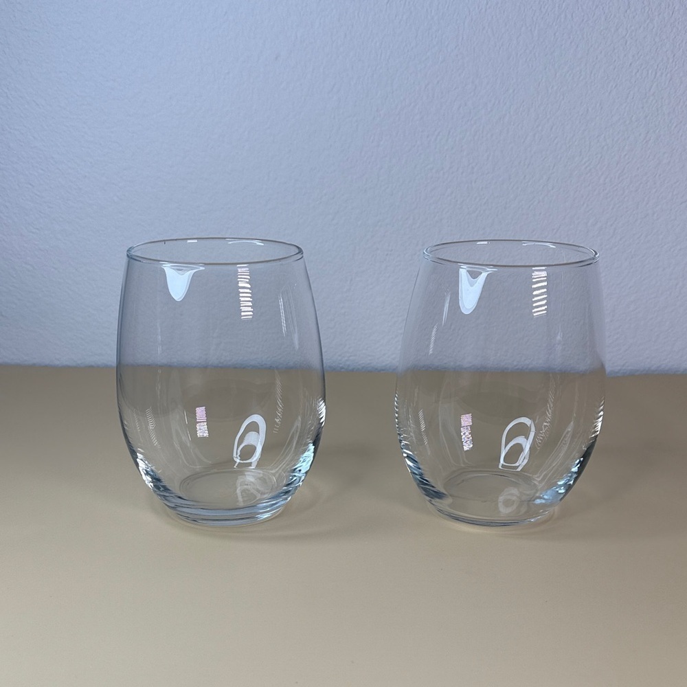 Crystal Clear Stemless Wine Glasses - Set of 2